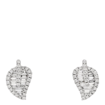 Anita Ko 18K White Gold Diamond Small Leaf Stud Earrings 1 of 4