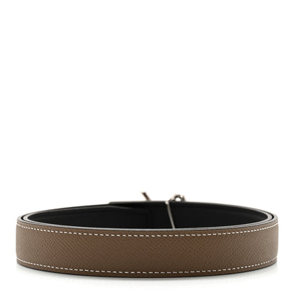 Hermes Swift Epsom 24mm H Cursives Belt 75 30 Black Etoupe 4 of 10