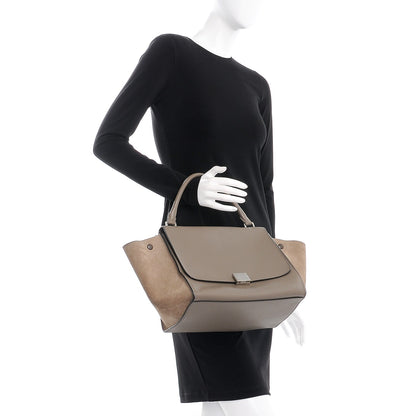Celine Drummed Calfskin Suede Medium Trapeze Souris 3 of 10