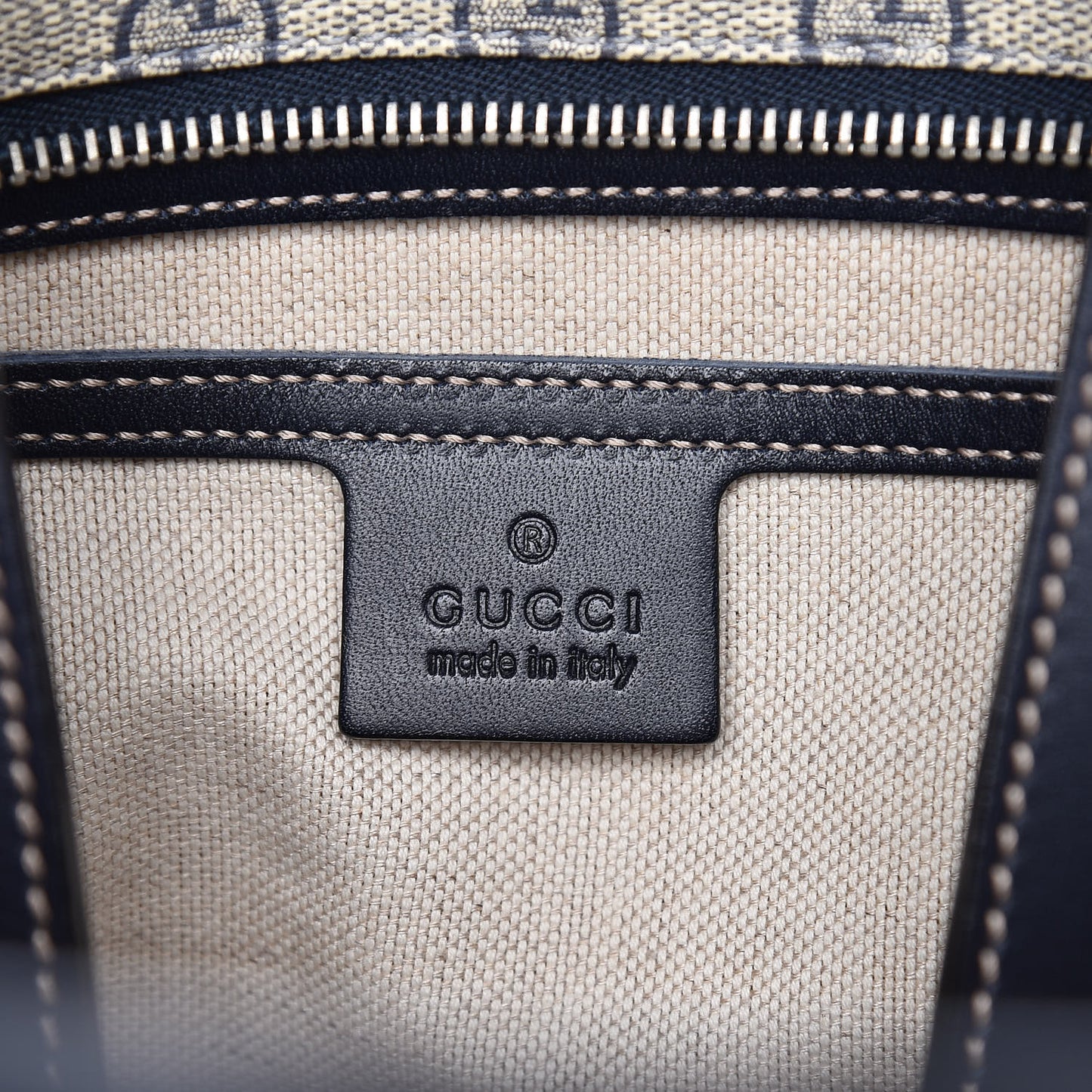 GG Supreme Monogram Medium Zippered Shopping Tote Navy