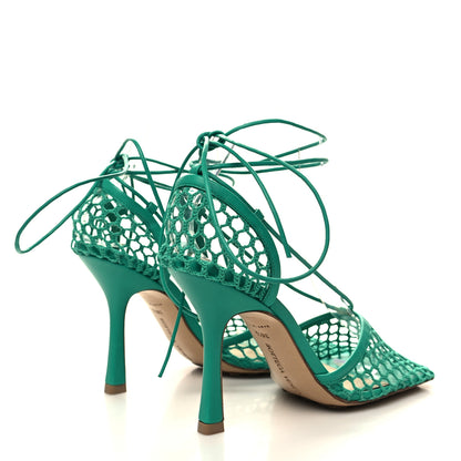 Bottega Veneta Mesh Nappa Stretch Ankle Tie 90mm Sandals 36.5 Acid Turquoise 4 of 7