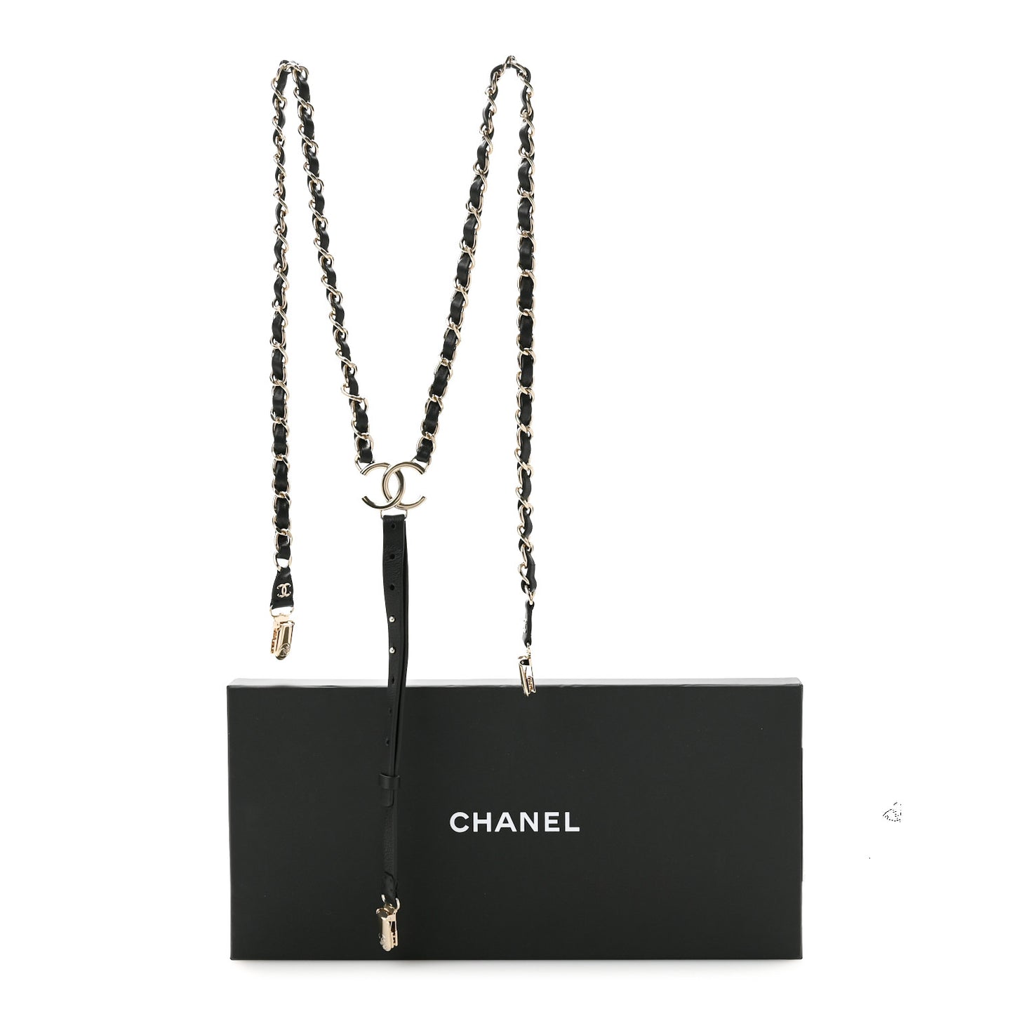Calfskin CC Chain Suspenders M Black