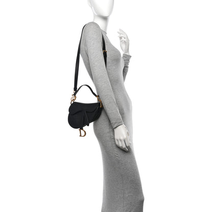 Christian Dior Grained Calfskin Mini Saddle Bag With Strap Black 2 of 11