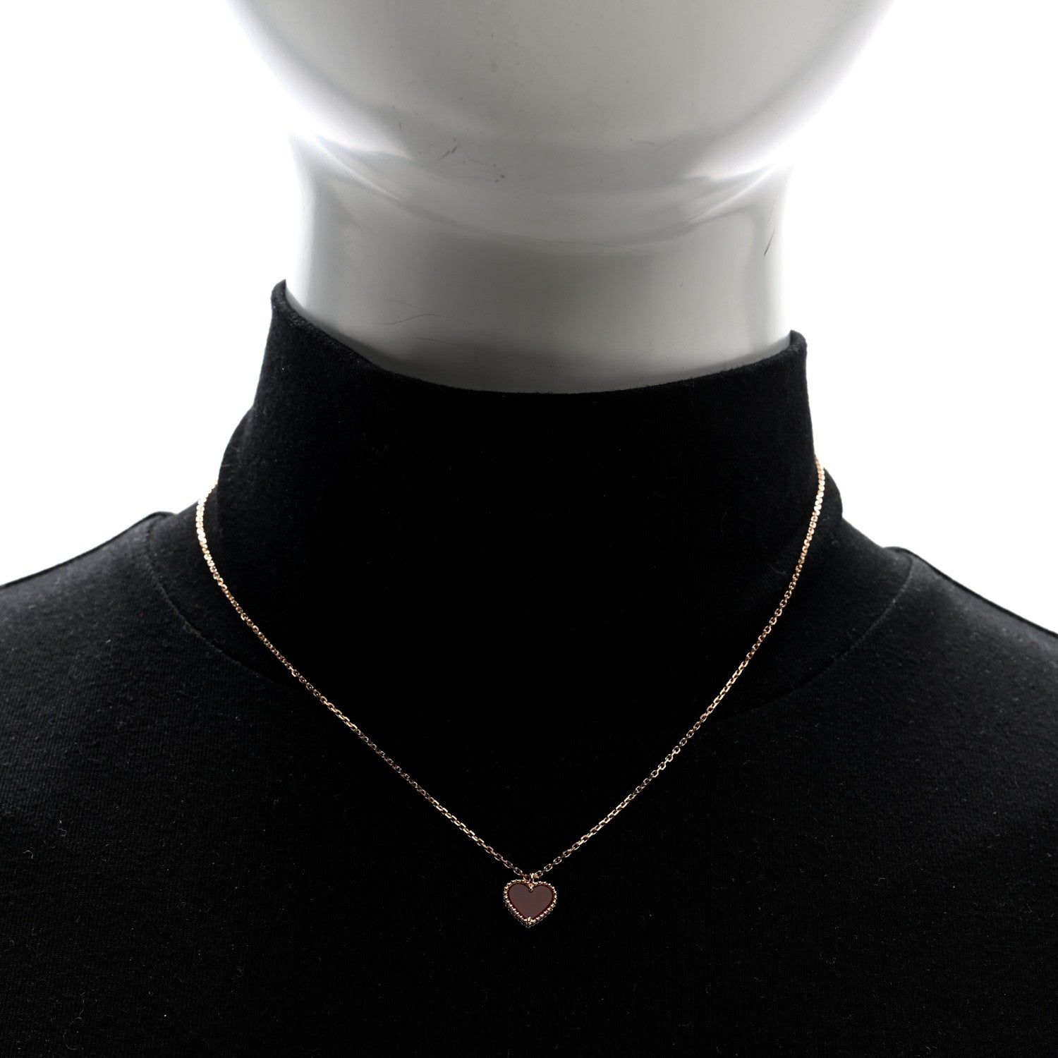 Van Cleef & Arpels 18k Rose Gold Carnelian Sweet Alhambra Heart Pendant Necklace 2 of 5