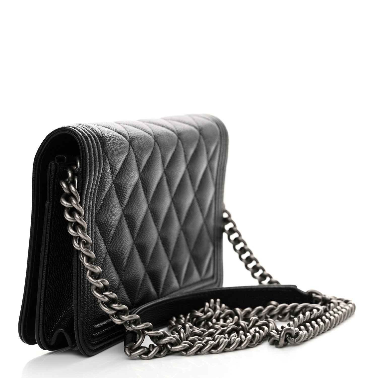 Chanel Caviar Quilted Boy Wallet On Chain WOC Black 3 of 14