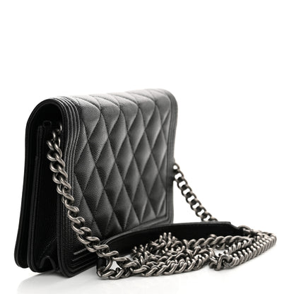 Chanel Caviar Quilted Boy Wallet On Chain WOC Black 3 of 14