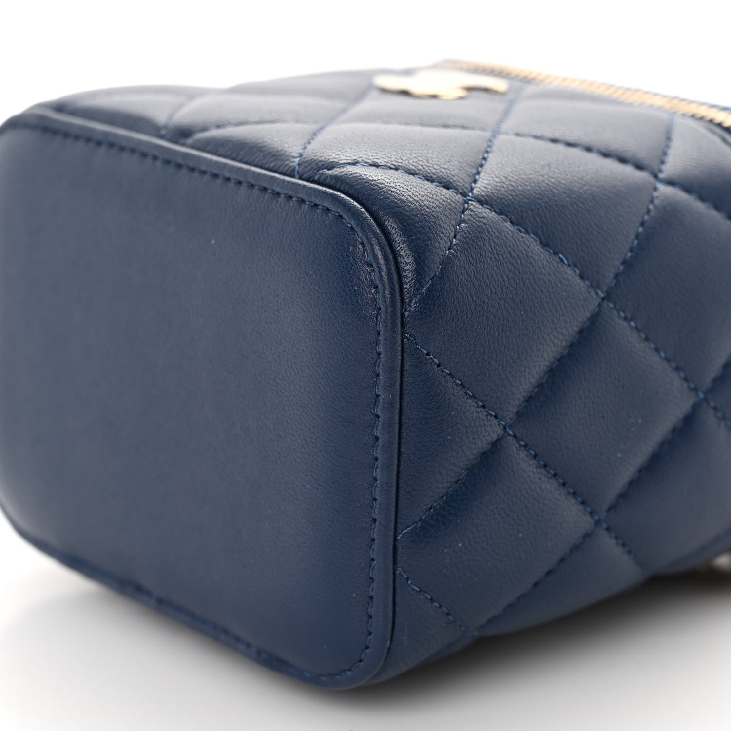 Chanel Lambskin Quilted Top Handle Mini Vanity Case With Chain Blue 10 of 10