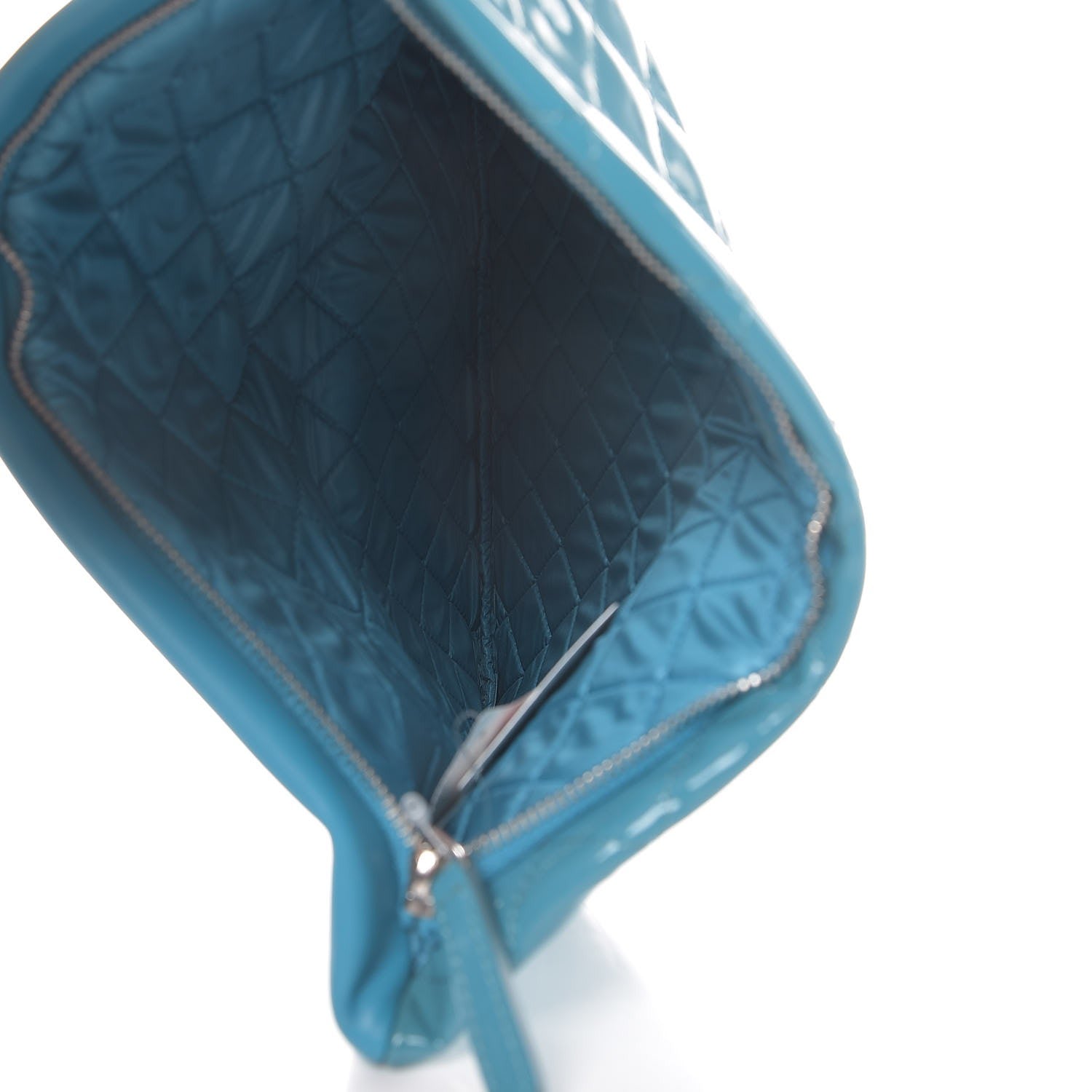 Chanel Patent Calfskin Quilted Beauty CC Clutch Blue 8 of 9