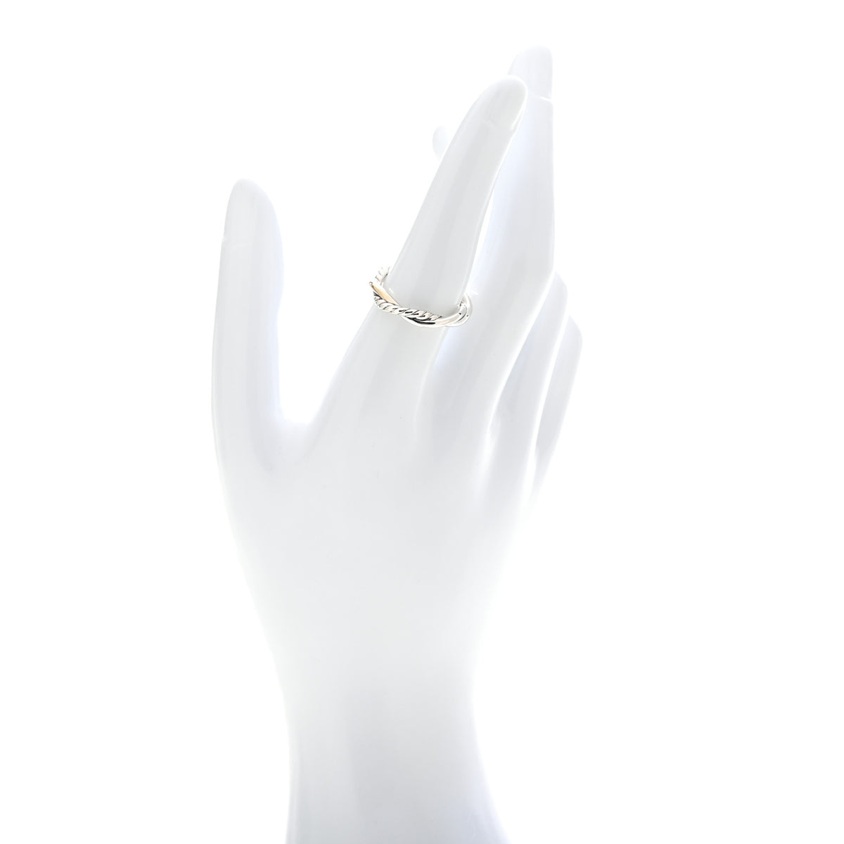 David Yurman Sterling Silver 14K Yellow Gold Petite Infinity Band Ring 54 7 2 of 4