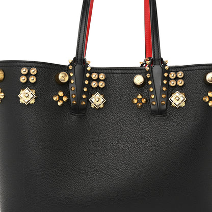 Christian Louboutin Calfskin Empire Spike Small Studded East West Cabata Tote Black Gold 9 of 12