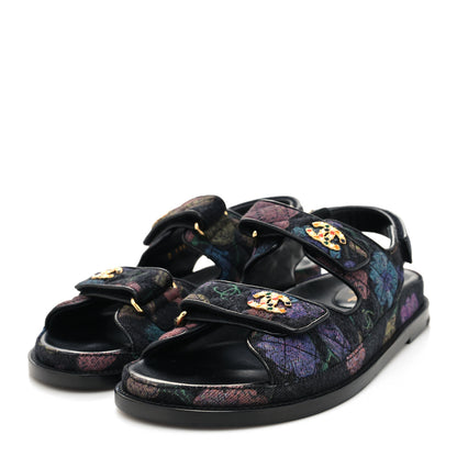 Chanel Denim Quilted Dad Sandals 39.5 Black Multicolor 3 of 8
