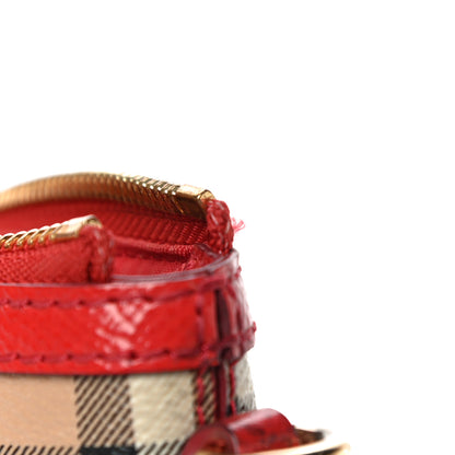 Burberry Haymarket Check Small Peyton Crossbody Clutch Bag Coral Red 14 of 17