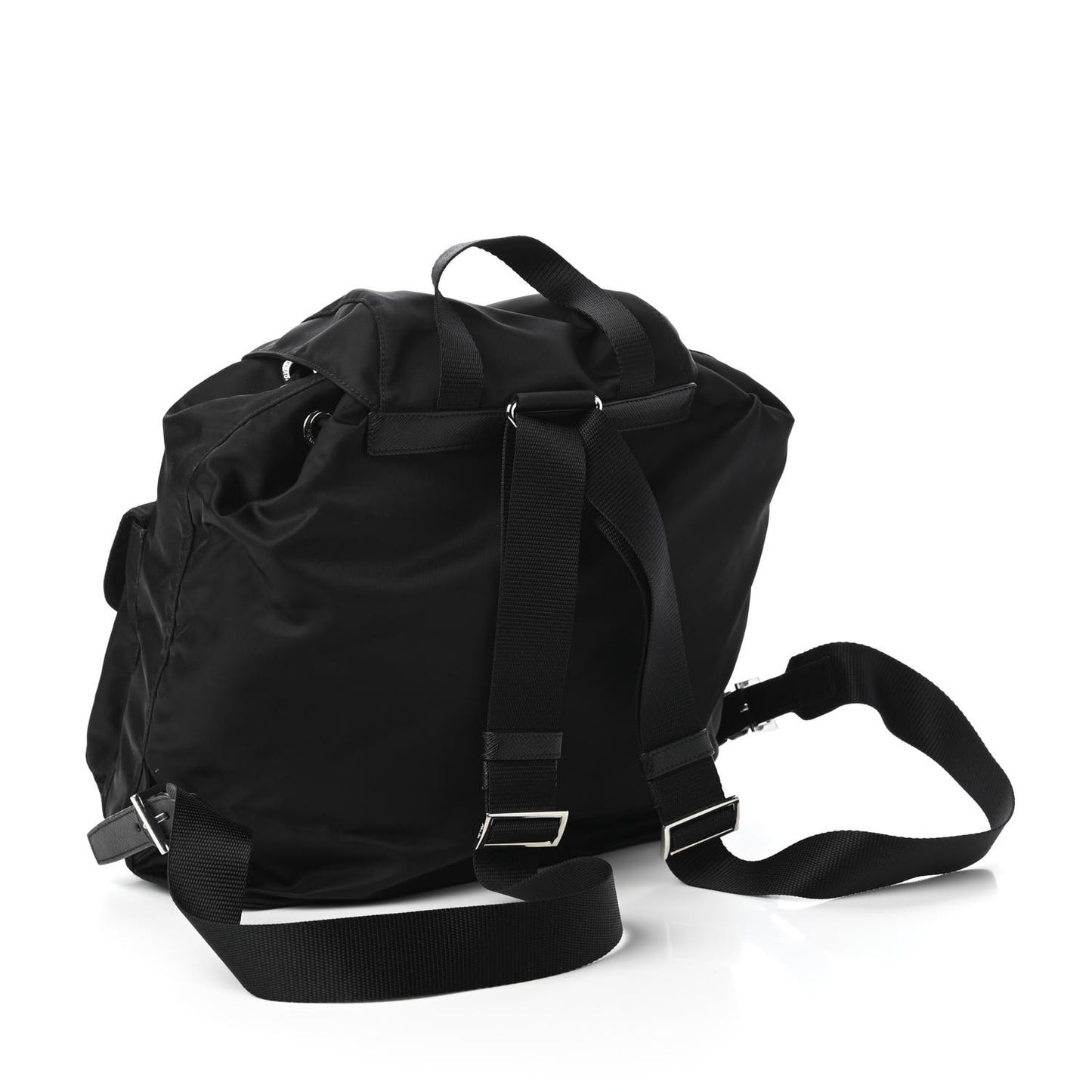 Tessuto Nylon Vela Saffiano Large Backpack Black