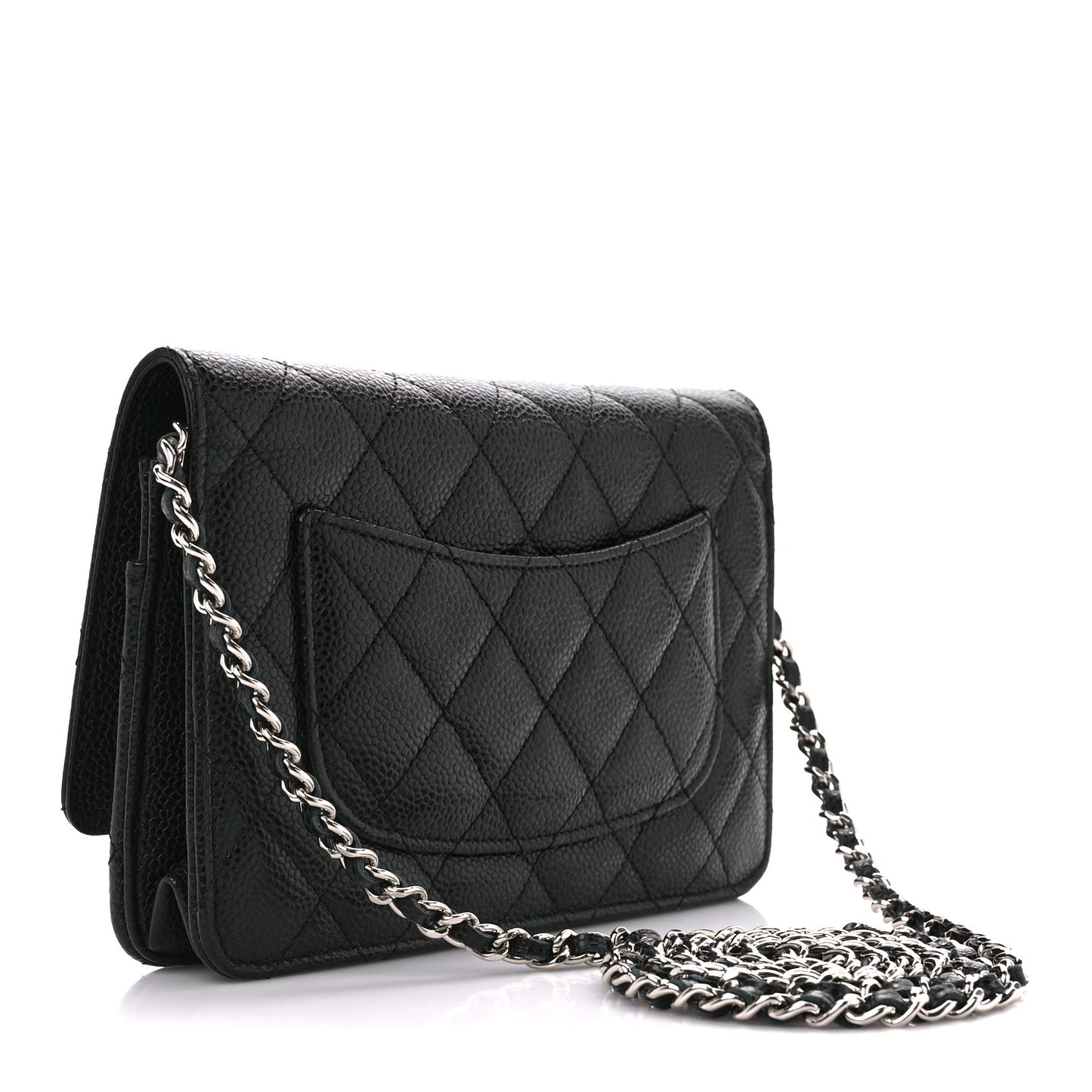 Caviar Quilted Wallet on Chain WOC Black