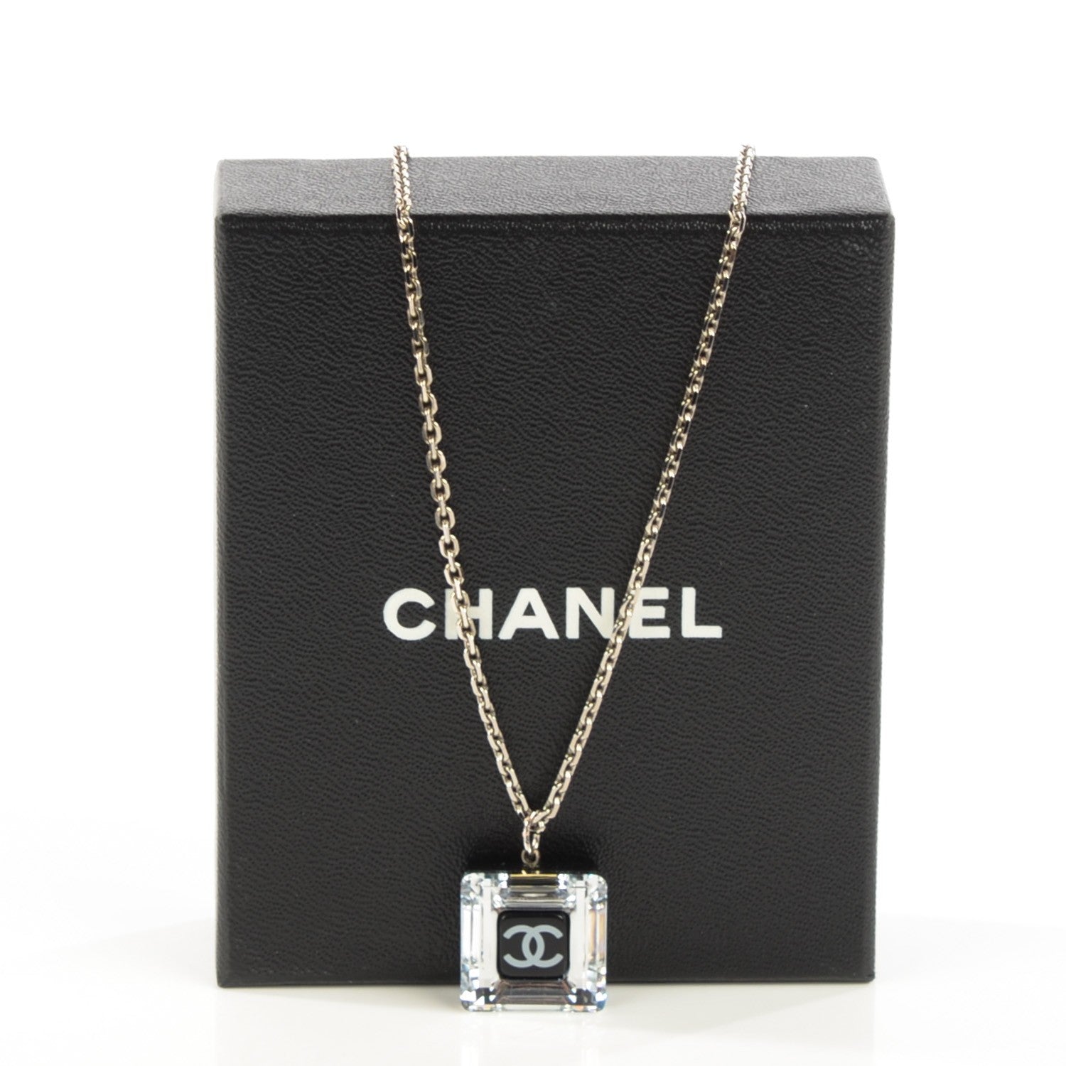 Chanel Crystal CC Square Charm Necklace 7 of 7