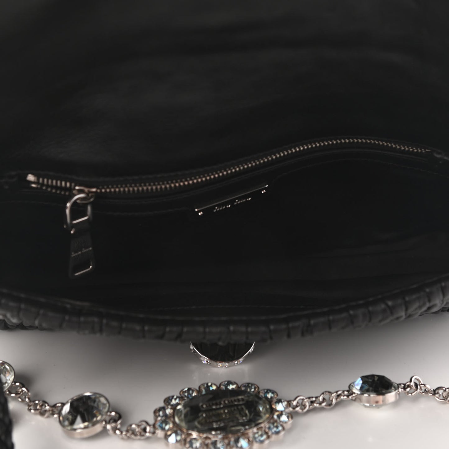 Nappa Matelasse Crystal Flap Clutch Black
