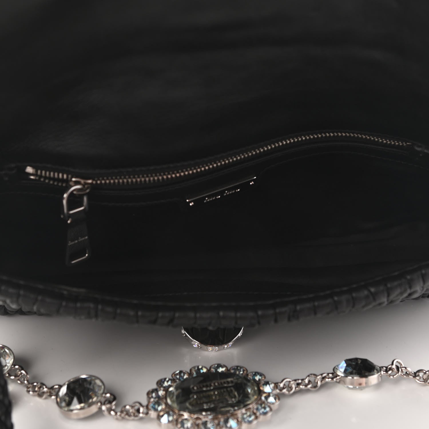 Miu Miu Nappa Matelasse Crystal Flap Clutch Black 5 of 8