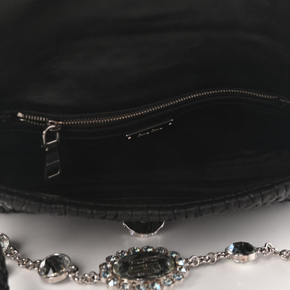 Miu Miu Nappa Matelasse Crystal Flap Clutch Black 5 of 8