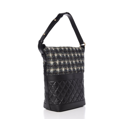 Chanel Tweed Aged Calfskin Quilted Casual Style Hobo Black 3 of 11