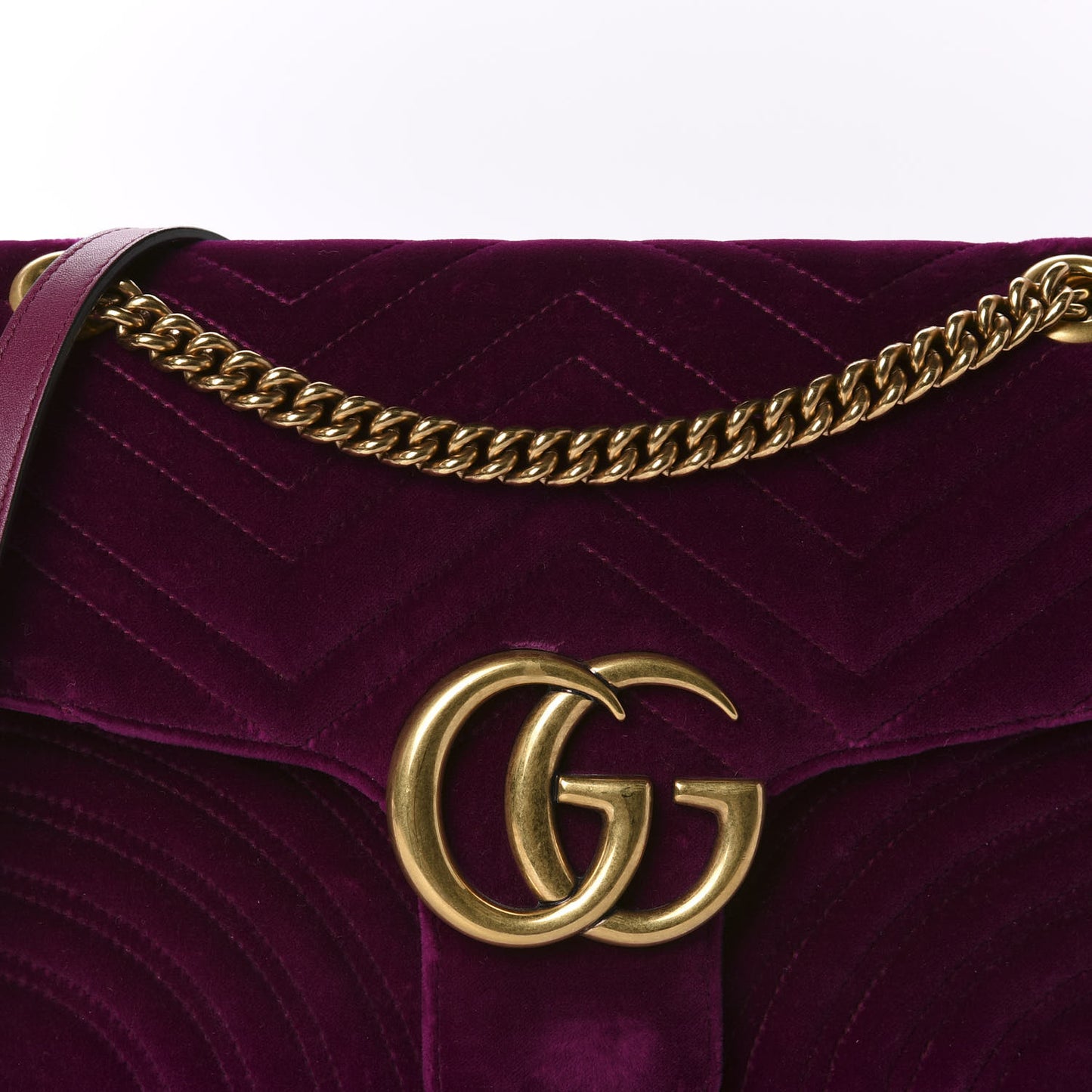 Velvet Matelasse Medium GG Marmont Shoulder Bag Fuchsia Violet Cyclamen