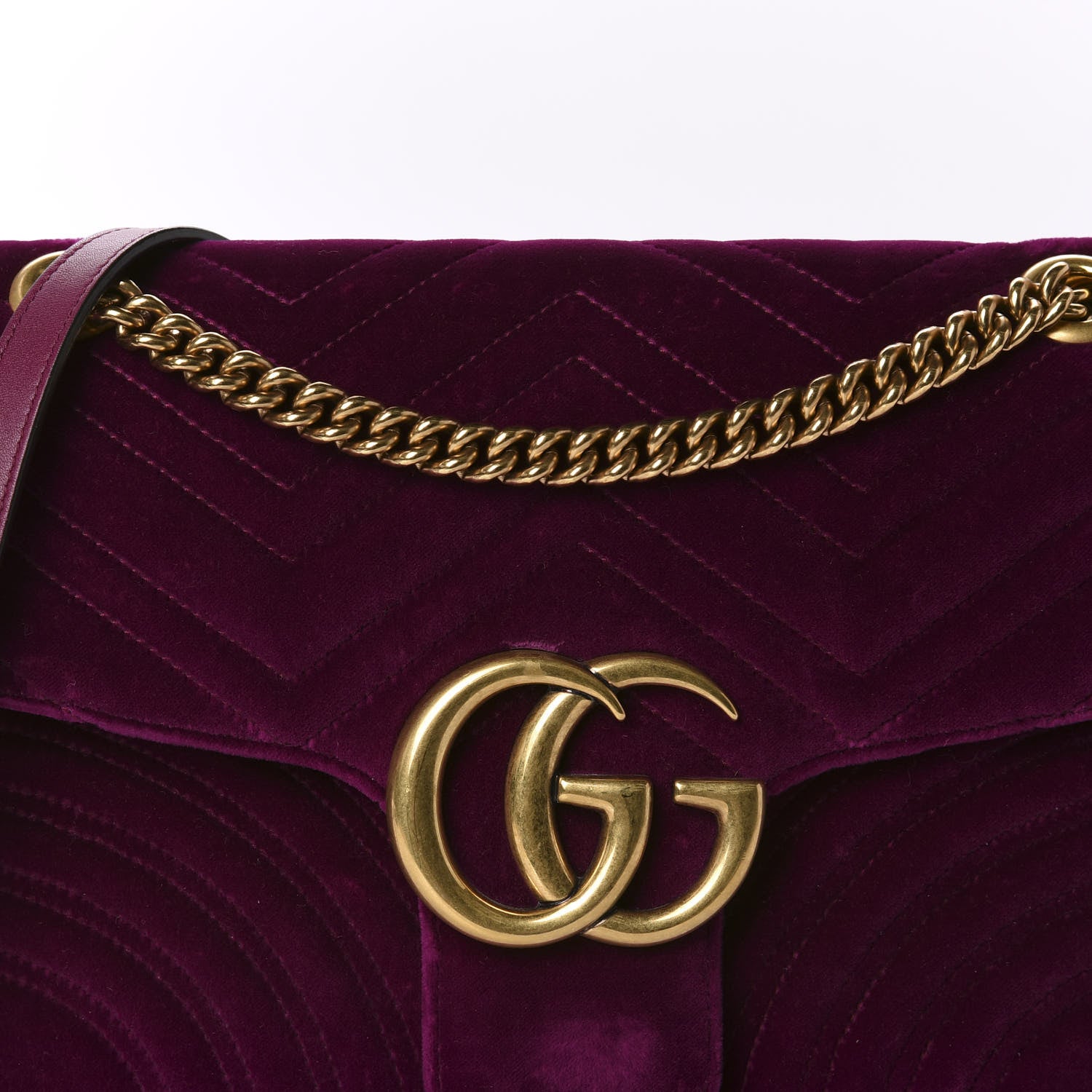 Gucci Velvet Matelasse Medium GG Marmont Shoulder Bag Fuchsia Violet Cyclamen 10 of 11