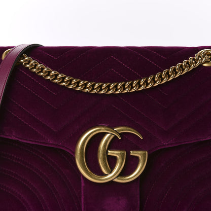 Gucci Velvet Matelasse Medium GG Marmont Shoulder Bag Fuchsia Violet Cyclamen 10 of 11
