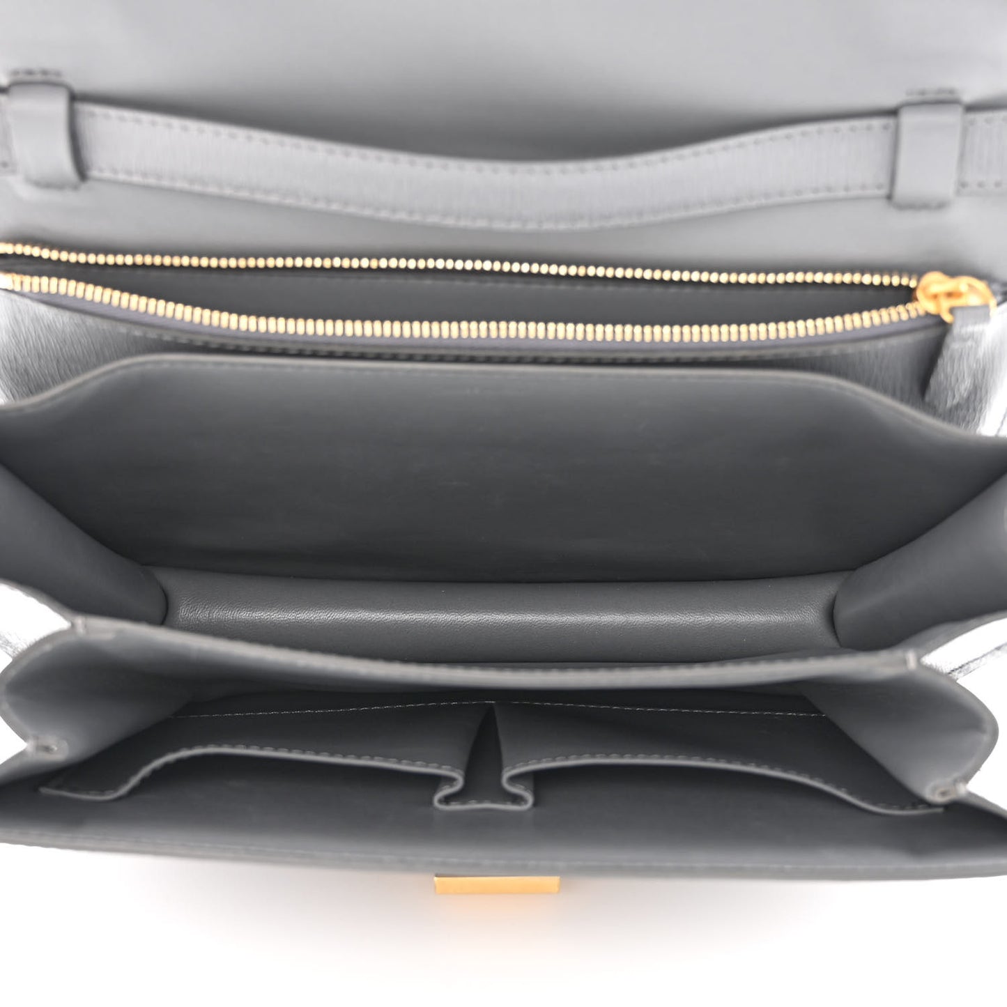 Liege Calfskin Medium Classic Box Flap Bag Medium Grey