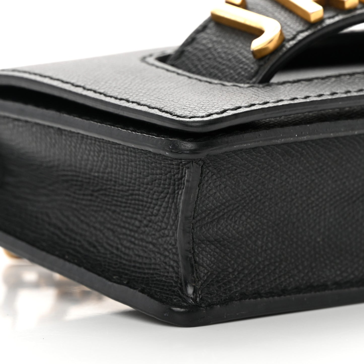 Grained Calfskin Mini J'Adior Chain Flap Bag Black