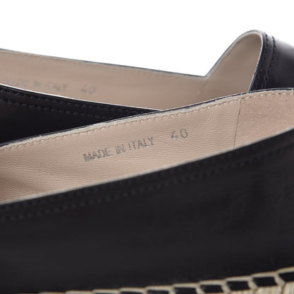 Prada Vitello Lux Logo Embossed 20mm Espadrilles 40 Black 7 of 10