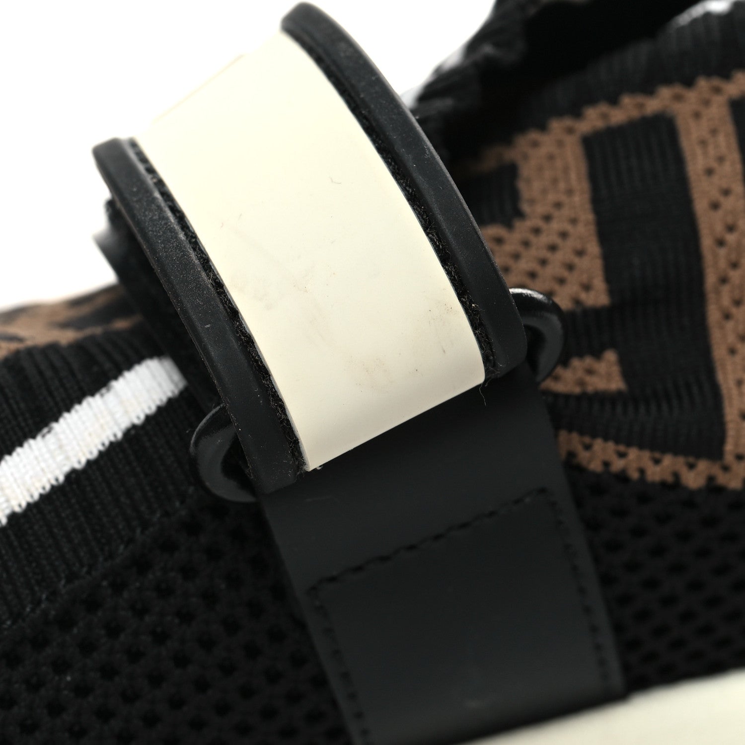 Fendi Stretch Yarn FF Stiff Band Rockoko Sneakers 39.5 Black White Tobacco 9 of 10