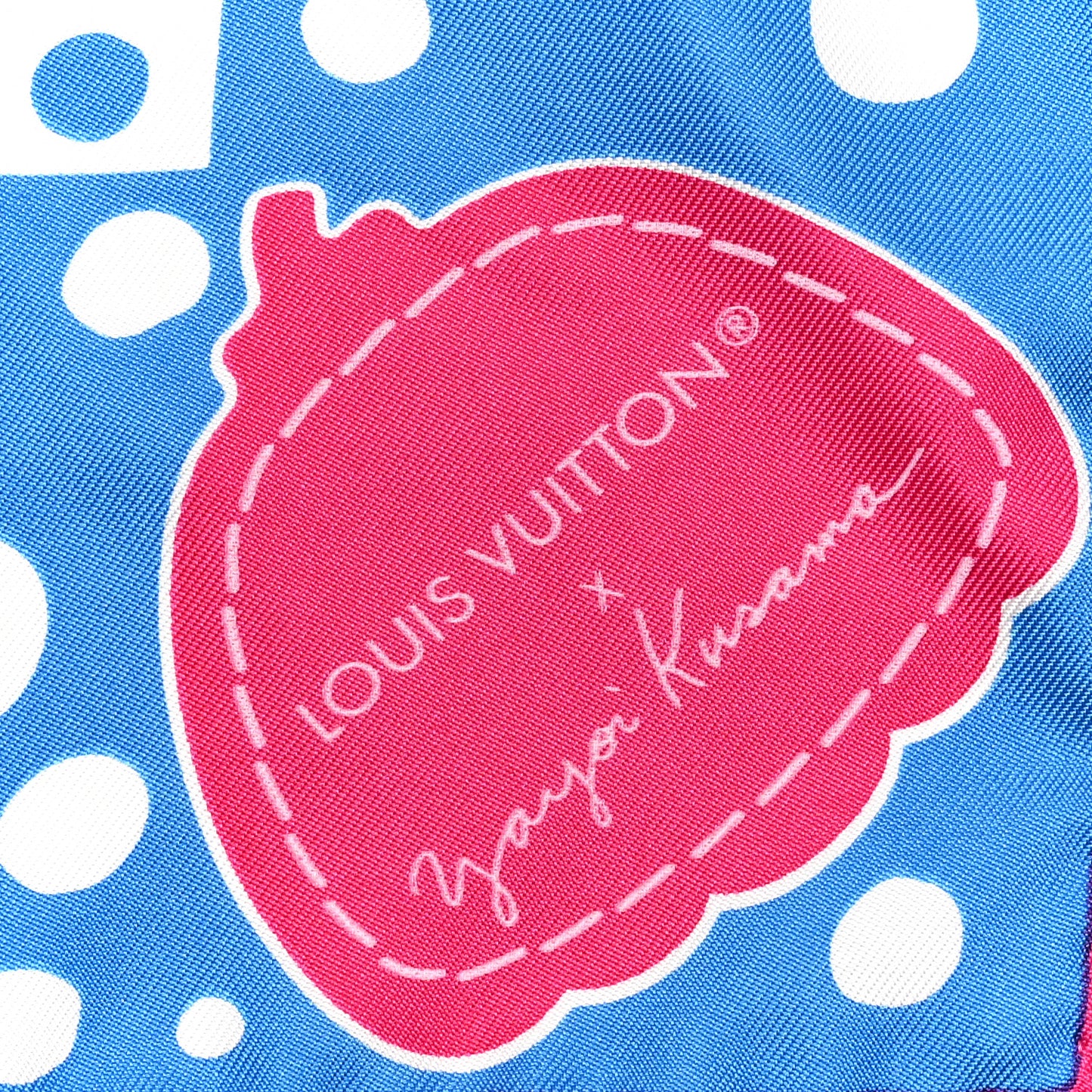 LV x YK Silk Monogram Dots Scarf 45 Blue Fuchsia