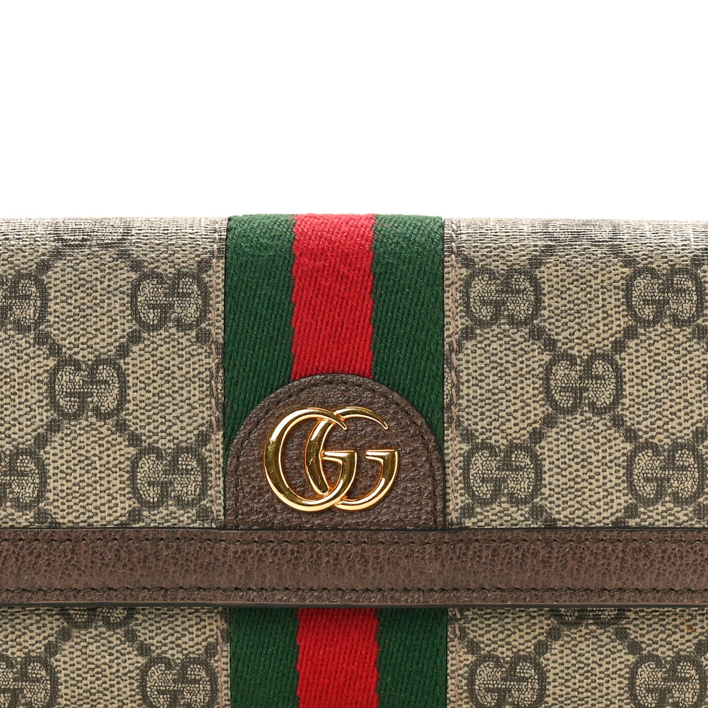 GG Supreme Monogram Web Ophidia Continental Wallet Brown