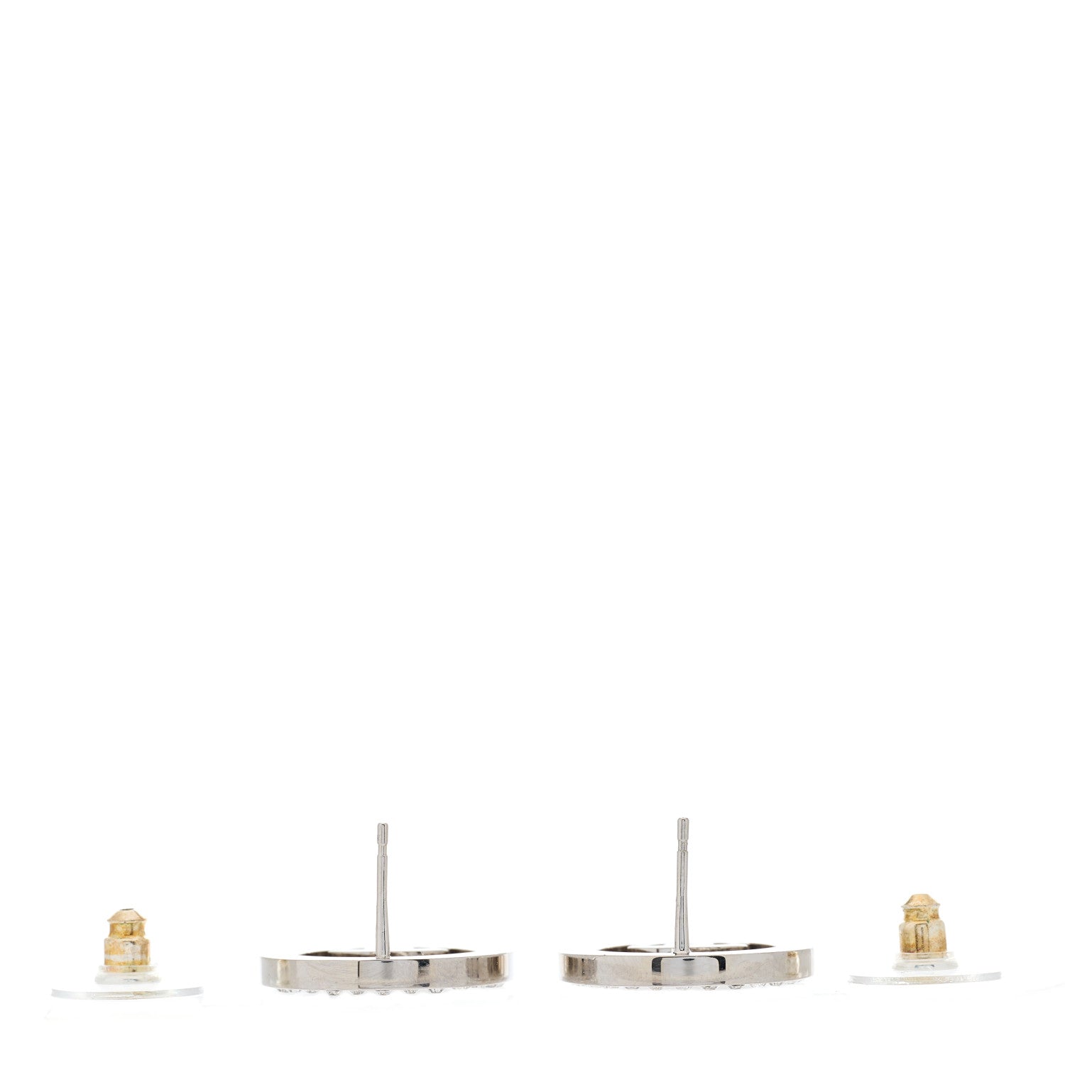 Chanel Crystal CC Round Earrings Silver 2 of 3