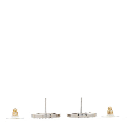 Chanel Crystal CC Round Earrings Silver 2 of 3