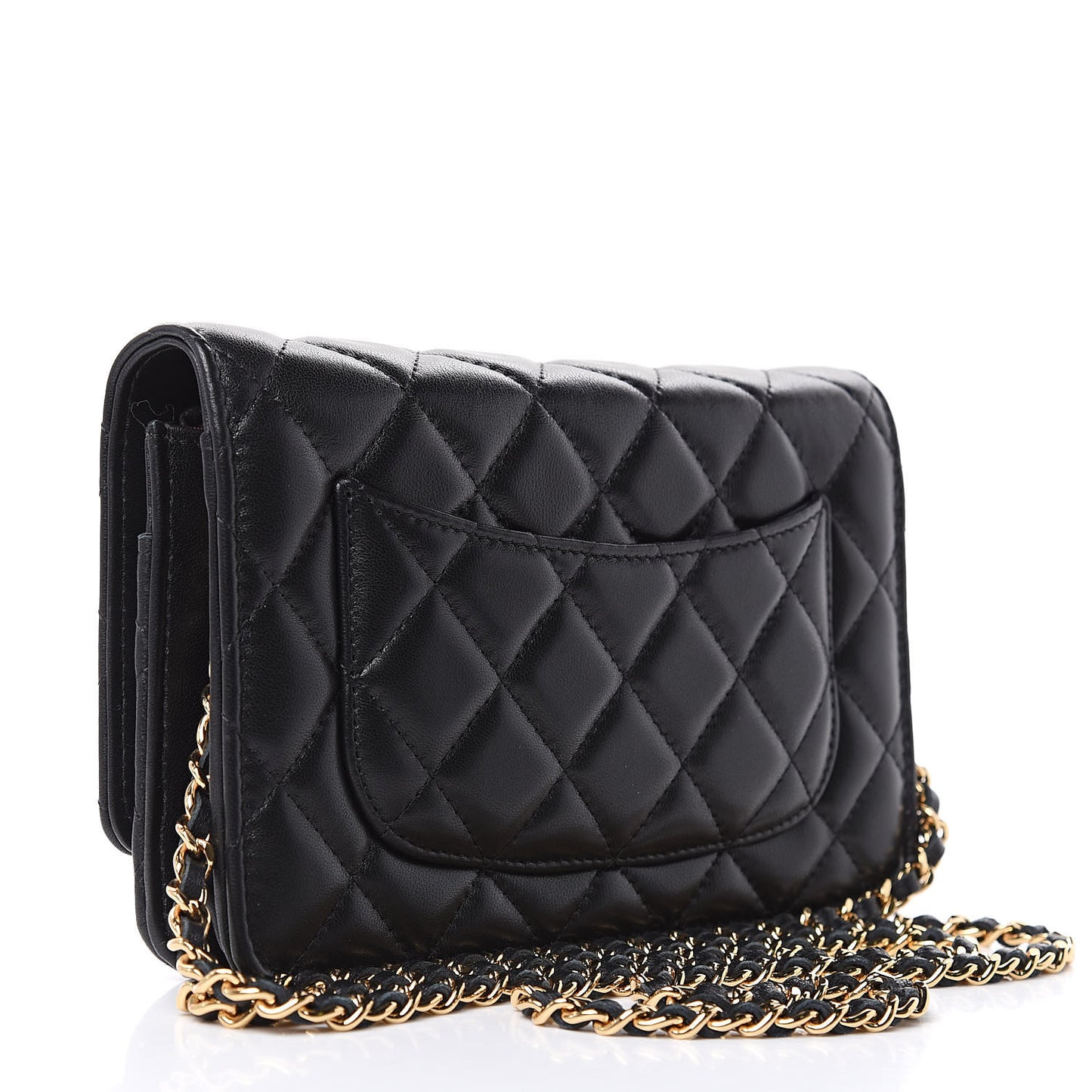 Lambskin Quilted Wallet On Chain WOC Black