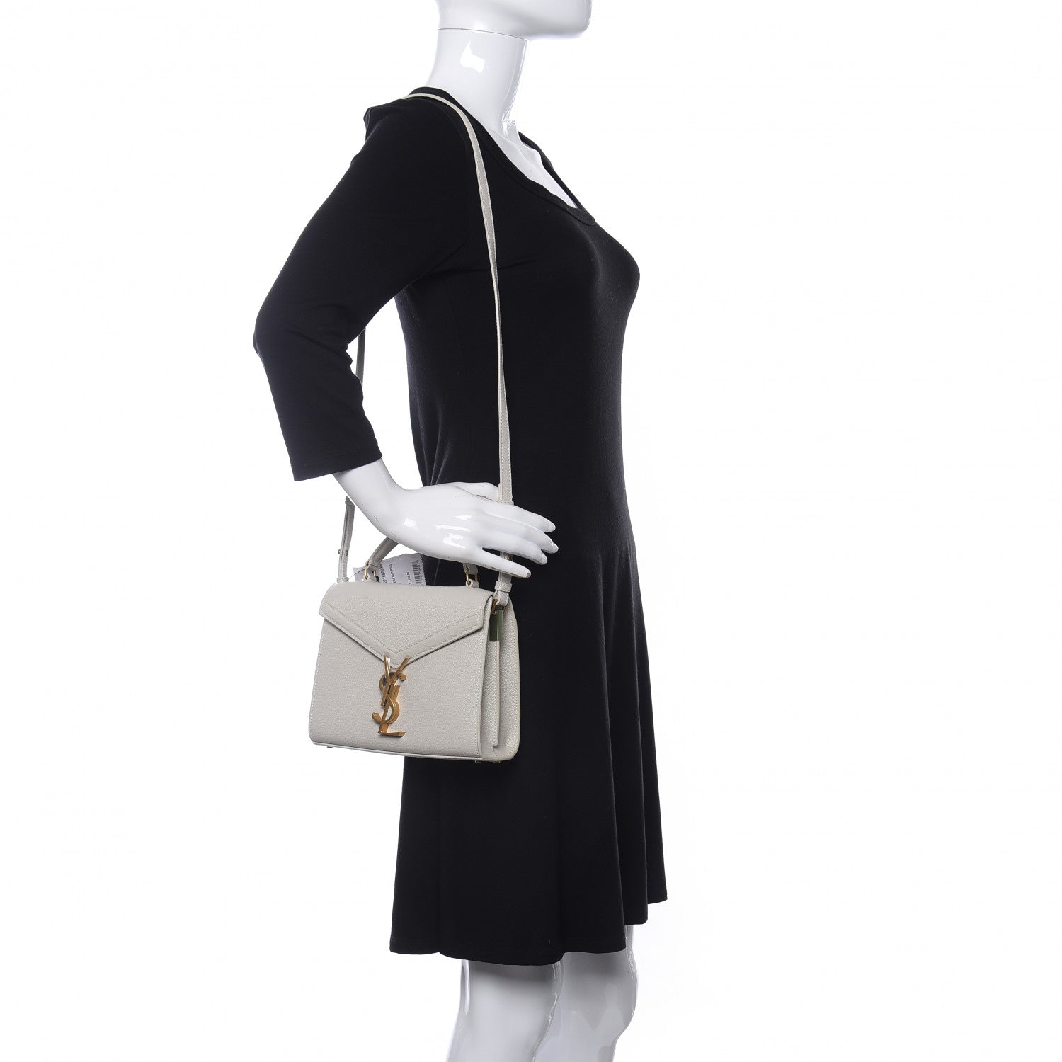 Saint Laurent Grain de Poudre Mini Classic Monogram Cassandra Top Handle Crema Soft Rouge Legion 2 of 10