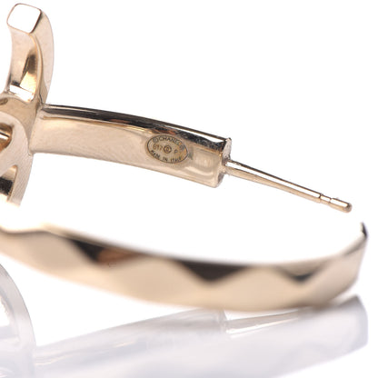 Chanel Metal Textured CC Hoop Earrings Gold 5 of 6