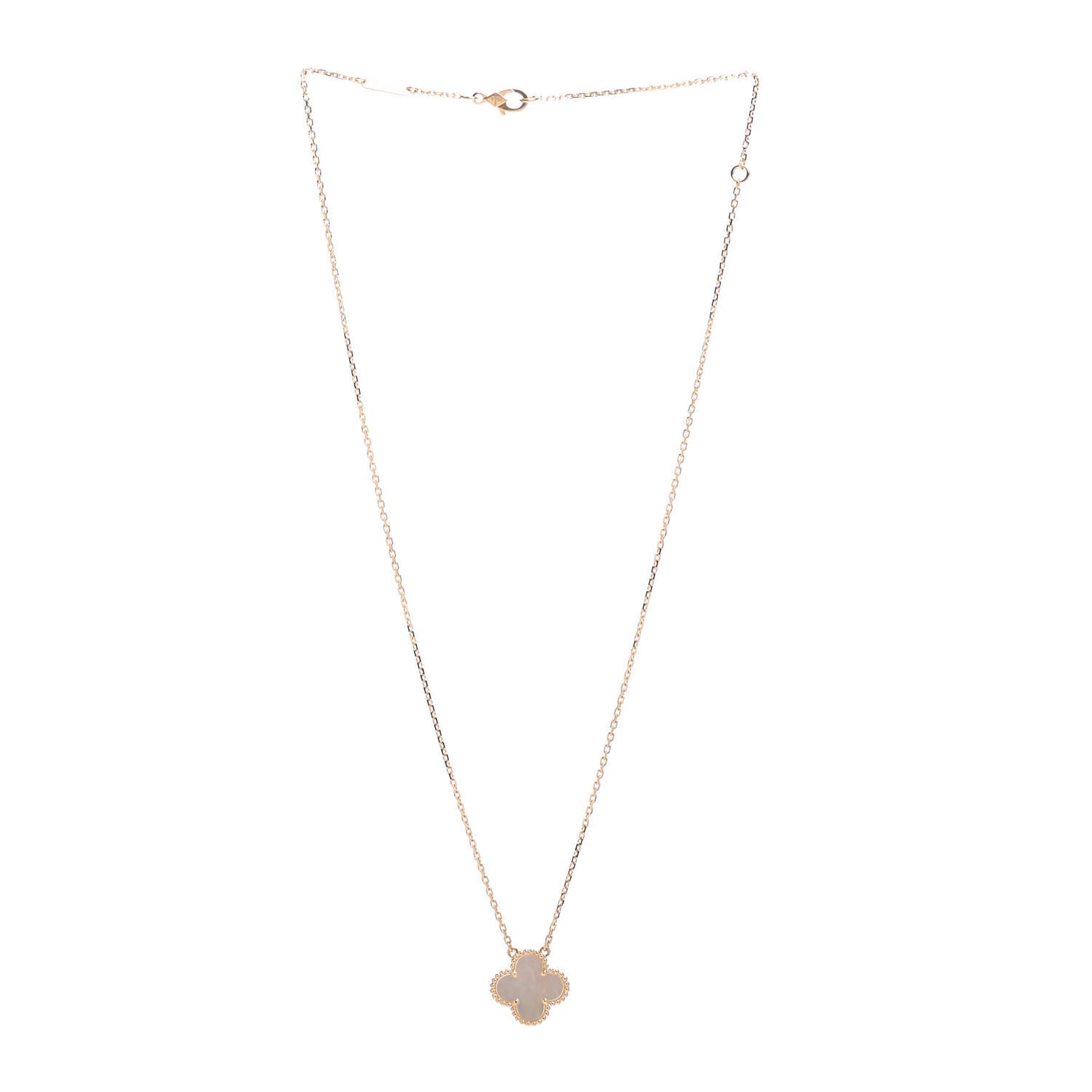18K Yellow Gold Mother of Pearl Vintage Alhambra Pendant Necklace