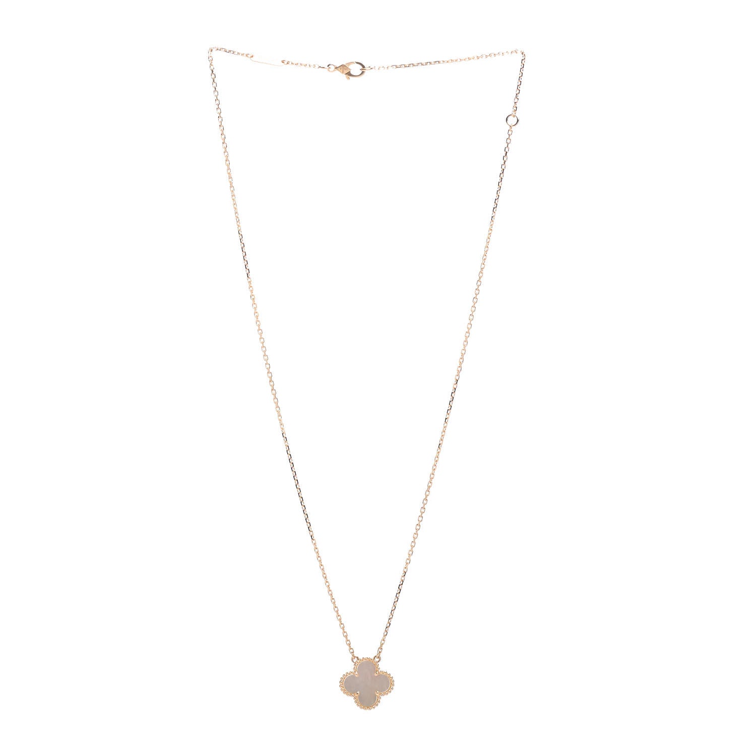 Van Cleef & Arpels 18K Yellow Gold Mother of Pearl Vintage Alhambra Pendant Necklace 3 of 6