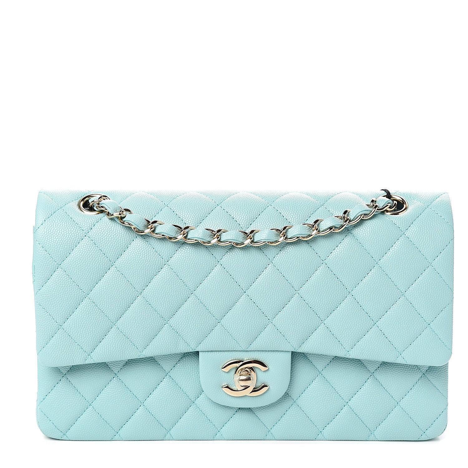 Chanel Caviar Quilted Medium Double Flap Light Blue 1 of 10
