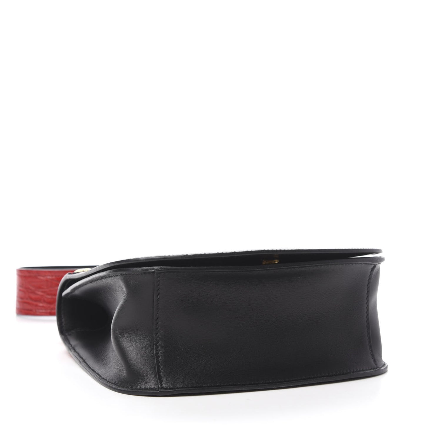 City Calfskin Crocodile Calfskin Embossed Pionniere Saddle Bag Fuoco Black
