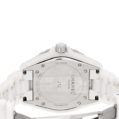 Chanel Stainless Steel Ceramic Diamond Pave Bezel 42mm J12 Automatic Watch White 4 of 4