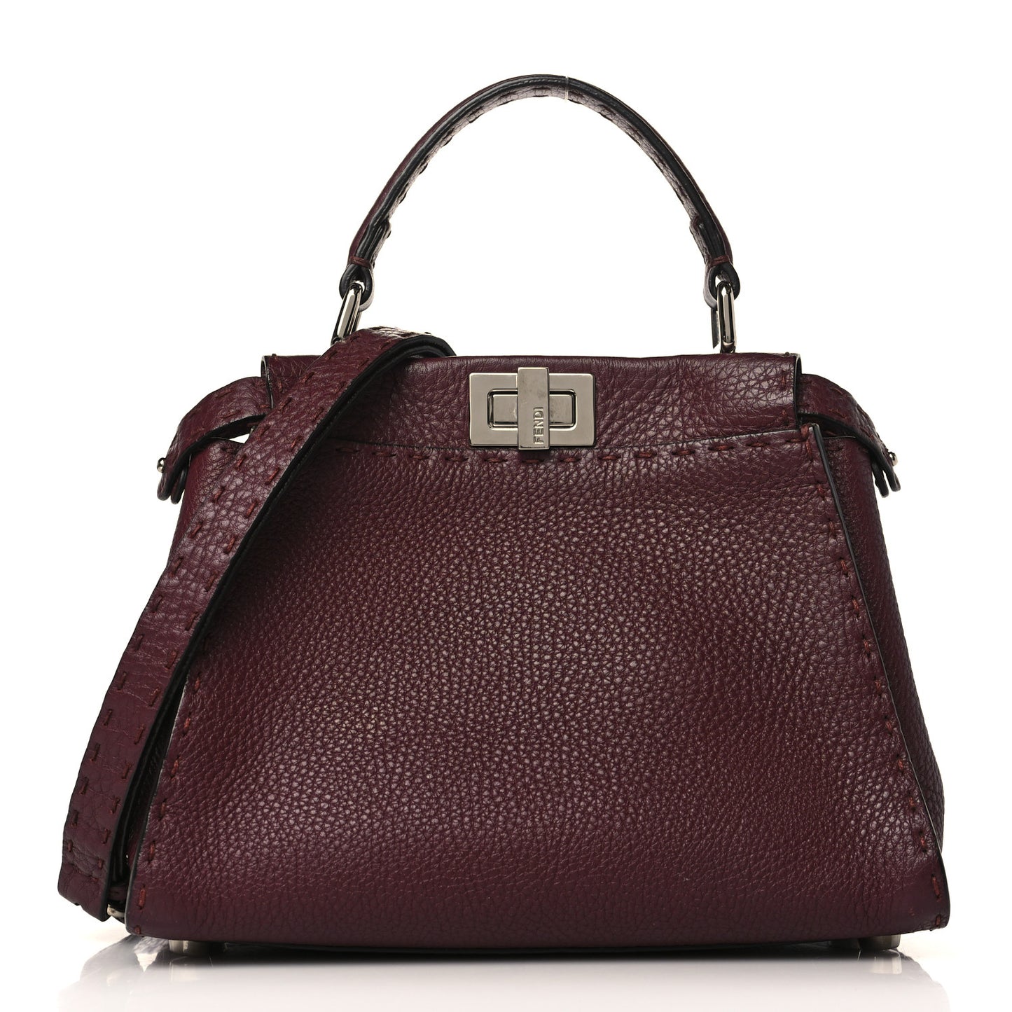 Cuoio Romano Selleria Bi-Color Mini Peekaboo Iconic Satchel Bordeaux Grigio Polvere