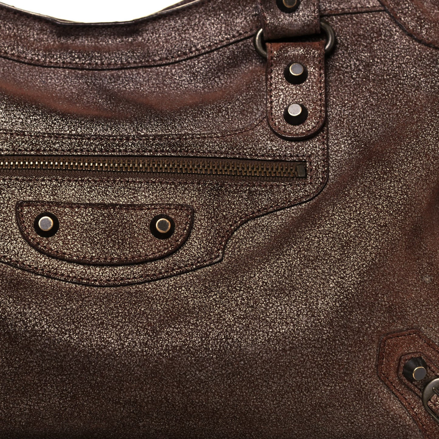 Metallic Craquele Calfskin Classic Hardware City Bronze