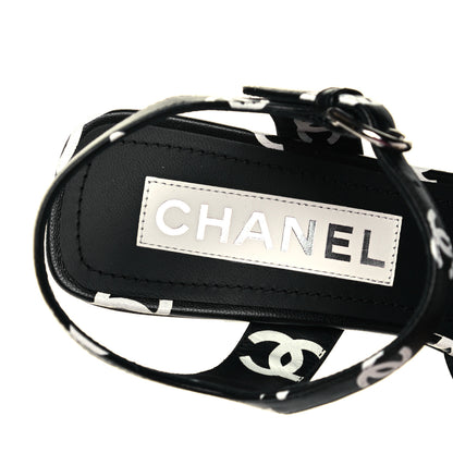 Chanel Printed Lambskin CC Sandals 36 Black White 7 of 7