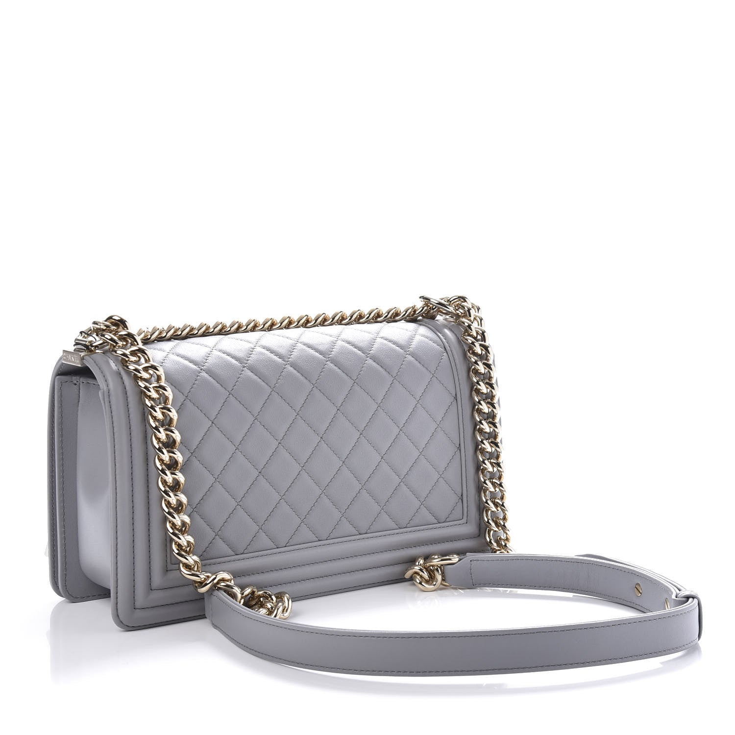 Chanel Calfskin Quilted Medium Boy Flap Grey 3 of 11