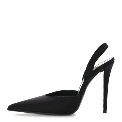 Saint Laurent Grosgrain Penelope Slingback Pump 37.5 Black 1 of 12