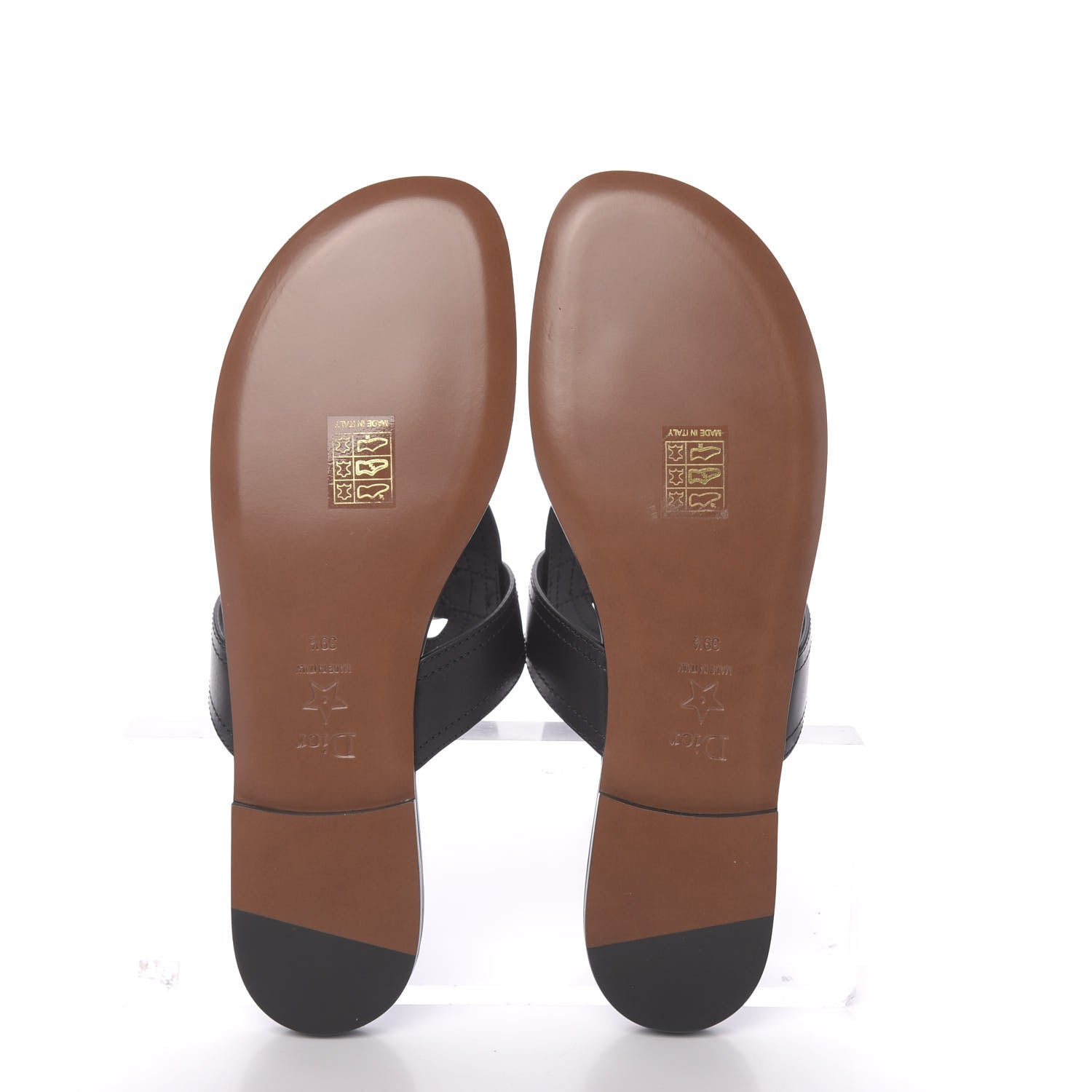 Christian Dior Calfskin 30 Montaigne Thong Sandals 39.5 Black 5 of 9