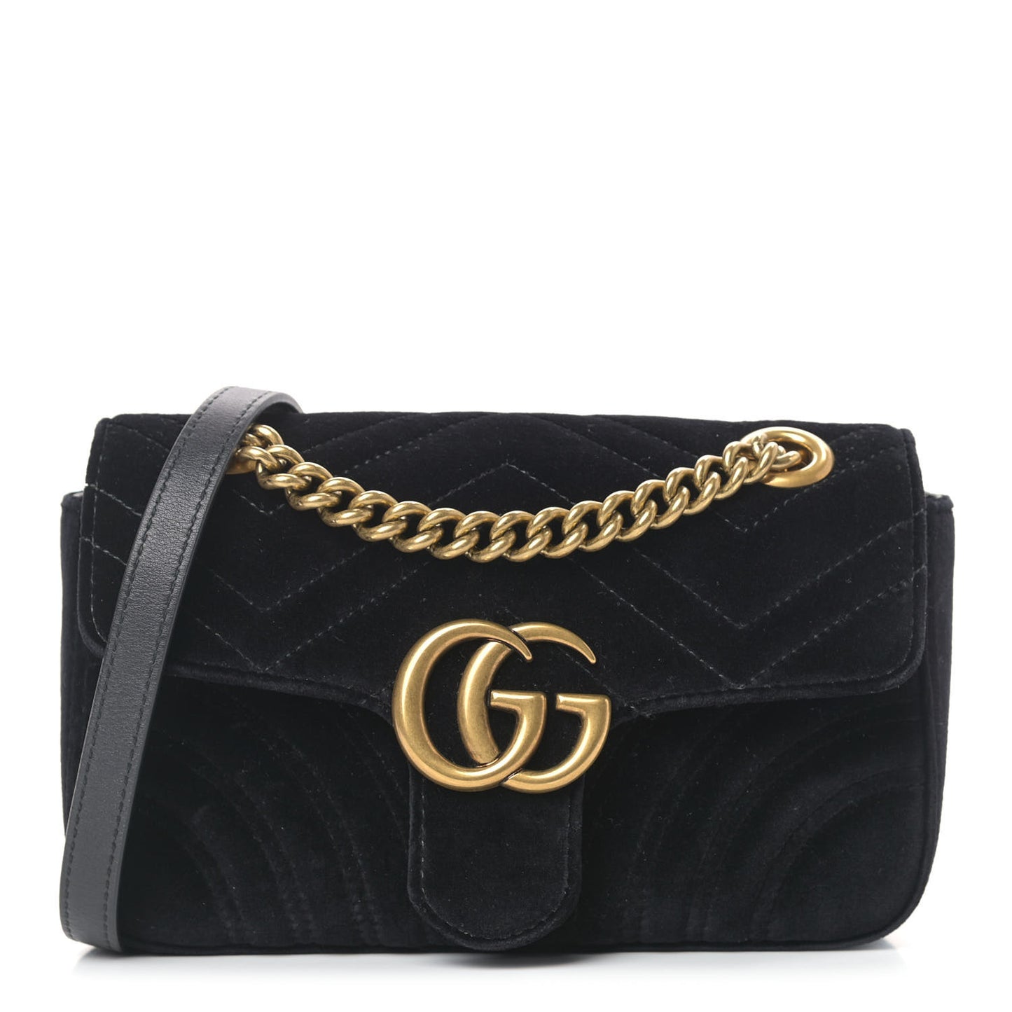Velvet Matelasse Mini GG Marmont Shoulder Bag Black
