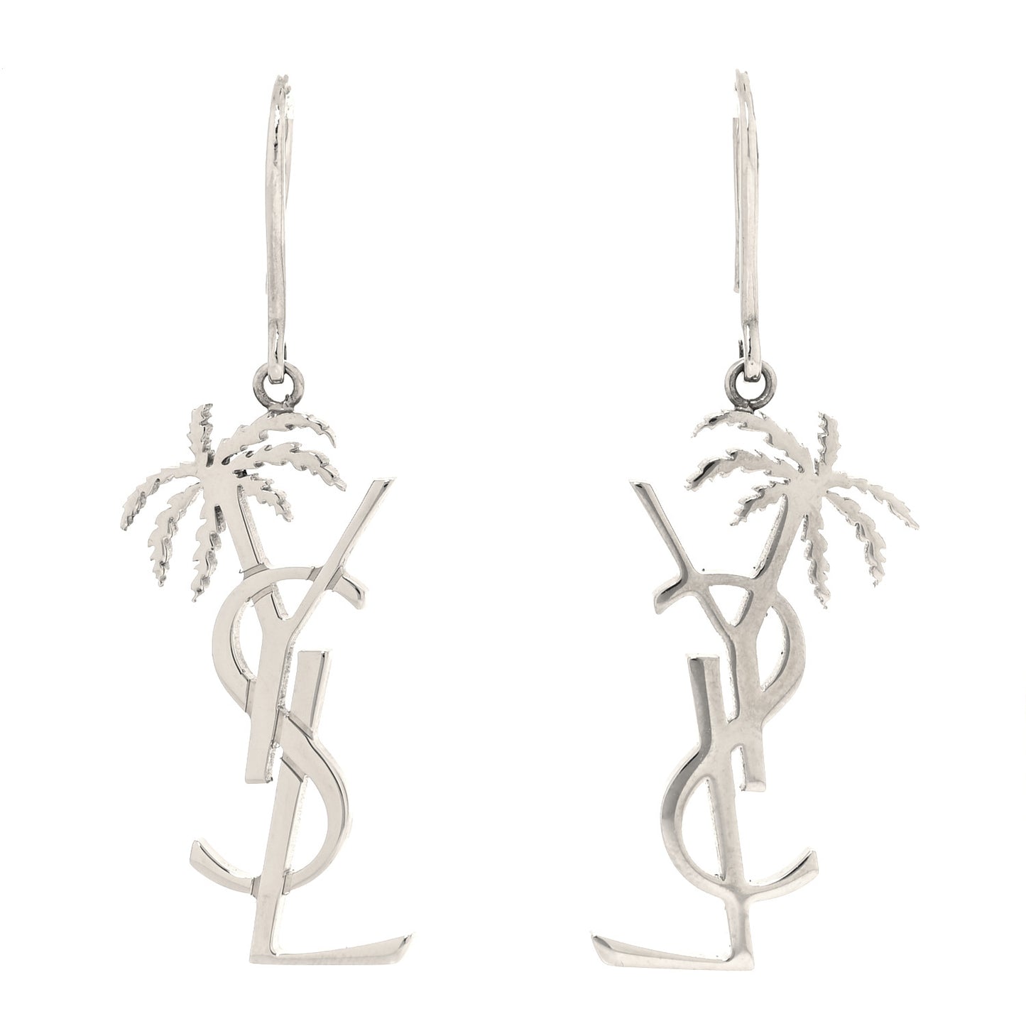Metal Monogram Palm Earrings Silver
